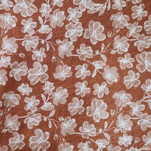 3.75+ Yards Floral Patterned Fabric in Burnt Orange and White
